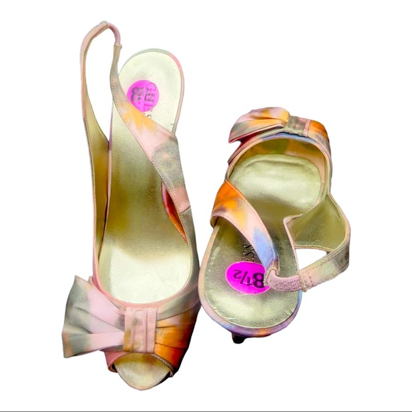 Guess multi colour sling back heels - Picture 1 of 4